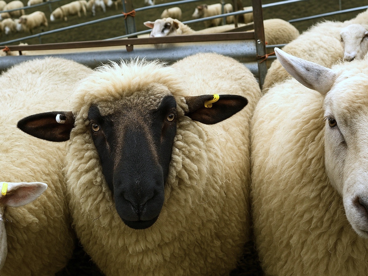 clipped sheep group